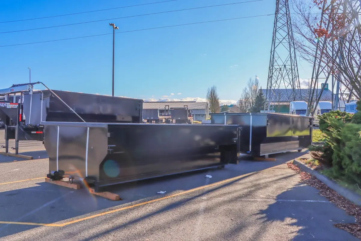 Roll-off dumpster ready for waste disposal at job site for Construction Dumpster Rental in Ellenton